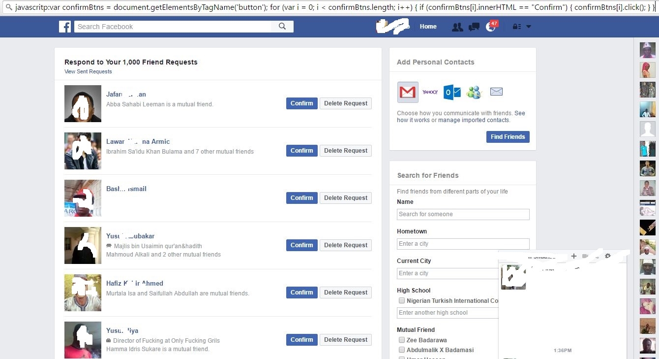 How to Accept Multiple Facebook Friend Request in one click