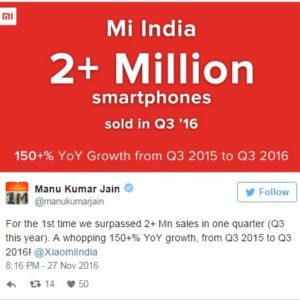 Xiaomi goes viral in India with over 2 million sales and YoY growth of over 150