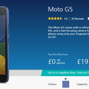 Moto G5 Sapphire Blue Colour Price Specification in UK